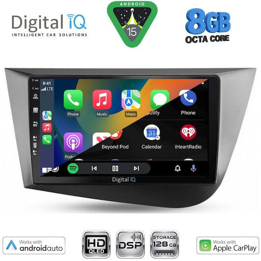 Digital IQ Sistem Audio Auto Pentru Seat Leon 2005-2012 Bluetooth USB Wi-Fi GPS Apple CarPlay Android Auto Cu Ecran Tactil 9"