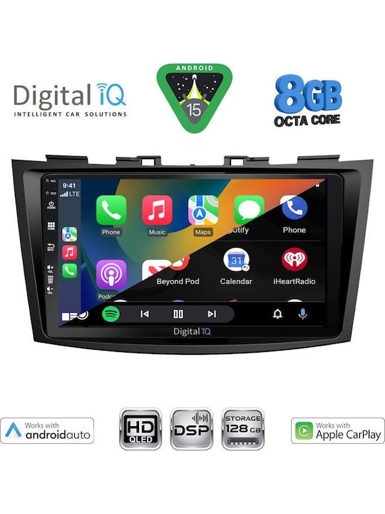 Digital IQ Auto-Audiosystem für Suzuki Swift 2011-2016 (Bluetooth/USB/Eingebautes Wi-Fi / GPS / Apple CarPlay / Android Auto) mit 9 Zoll Touchscreen