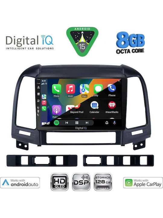 Digital IQ Car Audio System for Hyundai Santa Fe 2005-2013 Bluetooth USB WiFi GPS Apple CarPlay Android Auto with 9" Touch Screen