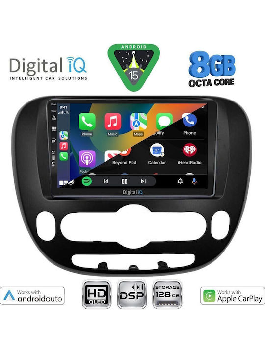 Digital IQ Auto-Audiosystem für Kia Seele 2014+ mit Touchscreen 9" (Bluetooth/USB/Eingebautes Wi-Fi / 3G/GPS/Apple CarPlay/Android Auto)