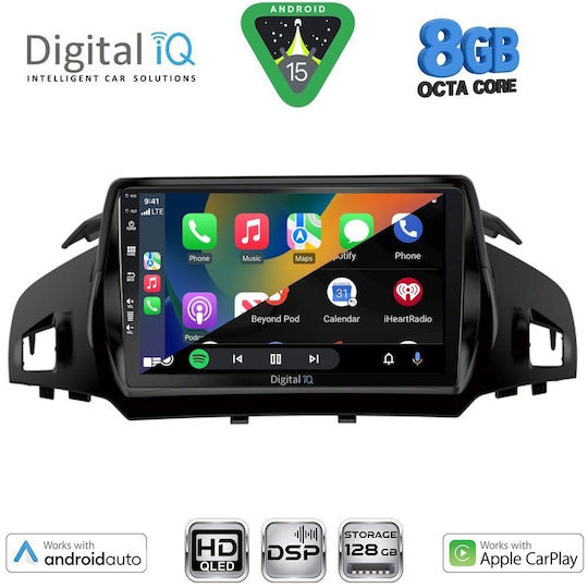 Digital IQ Car Audio System for Ford Kuga / C-Max 2013-2019 (Bluetooth/USB/WiFi/GPS/Apple CarPlay/Android Auto) with 9" Touch Screen