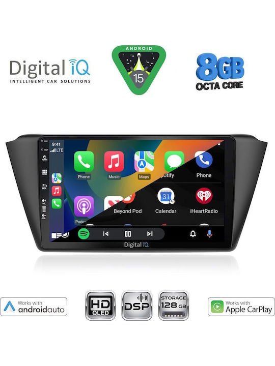 Digital IQ Car Audio System for Skoda Fabia 2015-2022 Bluetooth USB WiFi GPS Apple CarPlay Android Auto with 9" Touch Screen