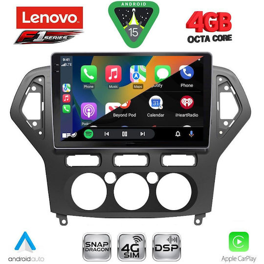 Lenovo Car Audio System for Ford Mondeo 2007-2011 with A/C Bluetooth USB WiFi GPS Apple CarPlay Android Auto with 10" Touch Screen LENOVO SSQ 9162 CPA A/C