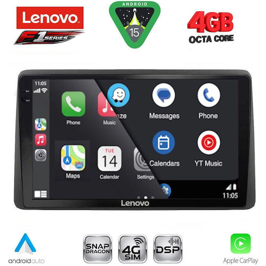 Lenovo Car Audio System for Dacia Duster 2019 (Bluetooth/USB/WiFi/GPS/Apple CarPlay/Android Auto) with 10" Touch Screen