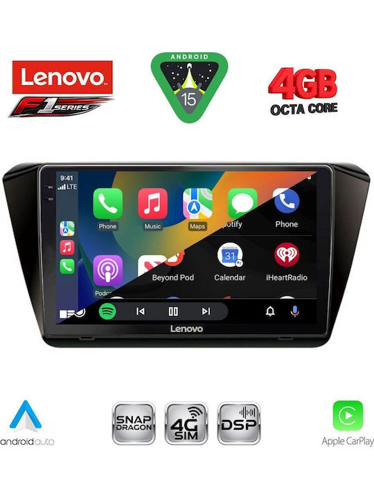 Lenovo Car Audio System for Skoda Superb 2015-2023 Bluetooth USB WiFi GPS Apple CarPlay Android Auto with 10" Touch Screen