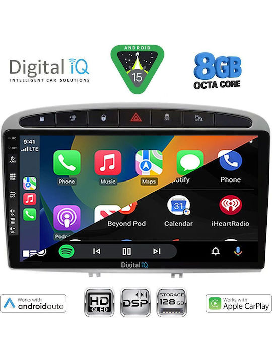 Digital IQ Car Audio System for Peugeot 308 / RCZ 2009-2015 (Bluetooth/USB/WiFi/GPS/Apple CarPlay/Android Auto) with 9" Touch Screen