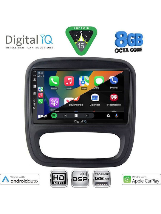 Digital IQ Car Audio System for Opel Vivaro Renault Trafic Nissan NV300 2014-2019 Bluetooth USB WiFi GPS Apple CarPlay Android Auto with 9" Touch Screen