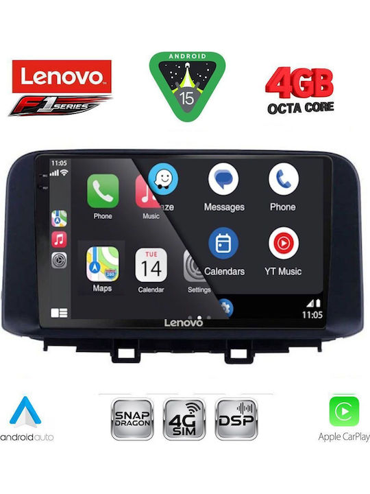 Lenovo Car Audio System for Hyundai Kona 2017-2023 (Bluetooth/USB/WiFi/GPS/Apple CarPlay/Android Auto) with 10" Touch Screen