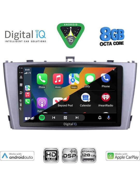 Digital IQ Auto-Audiosystem für Toyota Avensis 2009-2015 Bluetooth USB Eingebautes Wi-Fi GPS Apple CarPlay Android Auto mit 9 Zoll Touchscreen