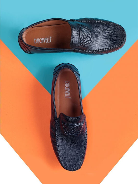 Leder Herren Mokassins in Blauen Farbe