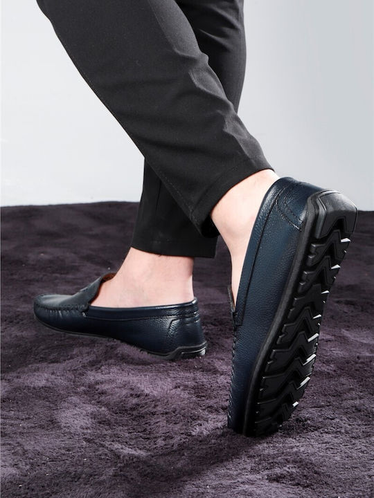 Leder Herren Mokassins in Blauen Farbe