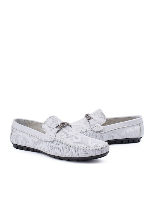 Leather Men's Moccasins in White Colour