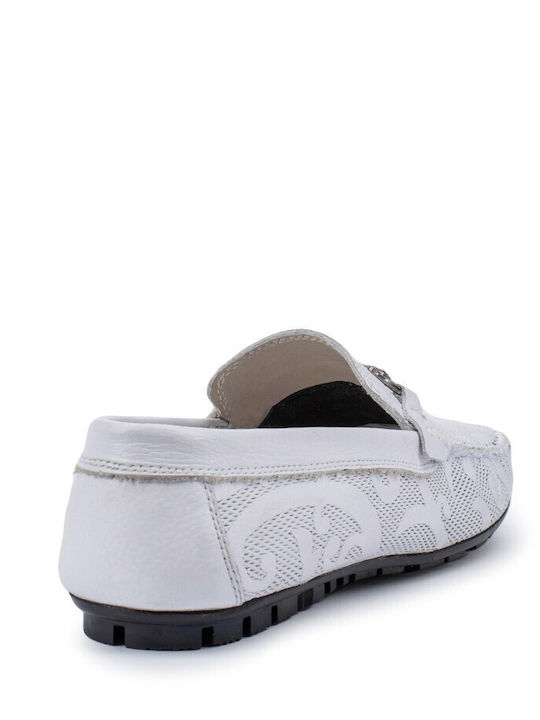 Leather Men's Moccasins in White Colour