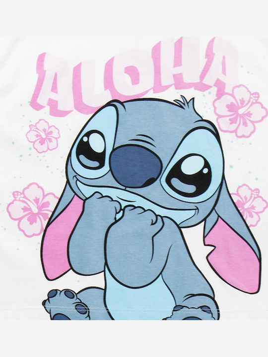 Детски Комплект със Шорти Летен 2 Части Розовобял Stitch