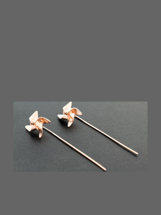 Cercei Fundițe Handmade Roz Placat Cu Aur Argint 925