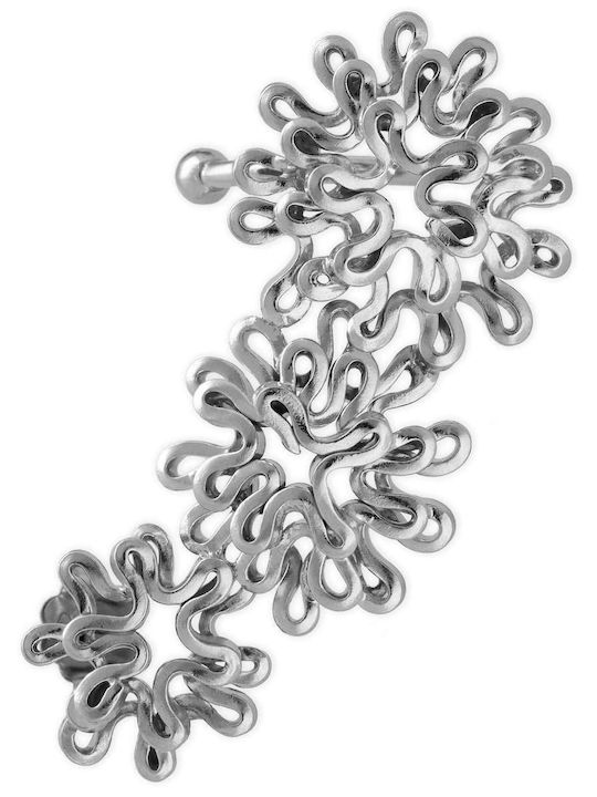 Ohrring Ear Cuff Blühende Blume Rechtses Ohr Handgefertigt Vergoldetes Silber 925