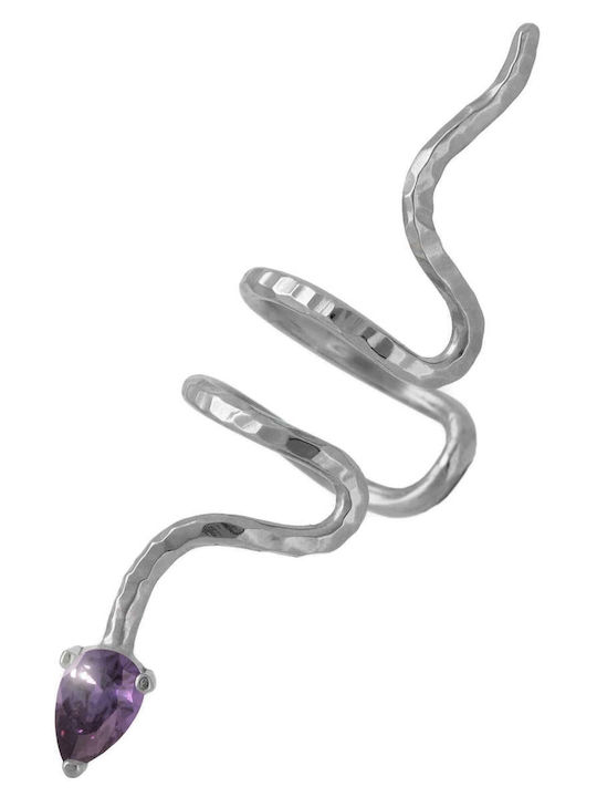 Ohrring Ear Cuff Schlange Blaues Steinen Rechtes Ohr Handgefertigt Silber 925