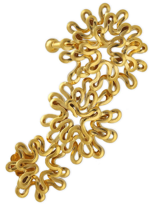 Ohrring Ear Cuff Blühende Blume Rechtses Ohr Handgefertigt Vergoldetes Silber 925