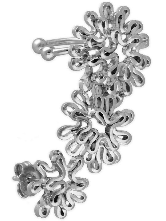 Ohrring Ear Cuff Blühende Blume Rechtses Ohr Handgefertigt Vergoldetes Silber 925