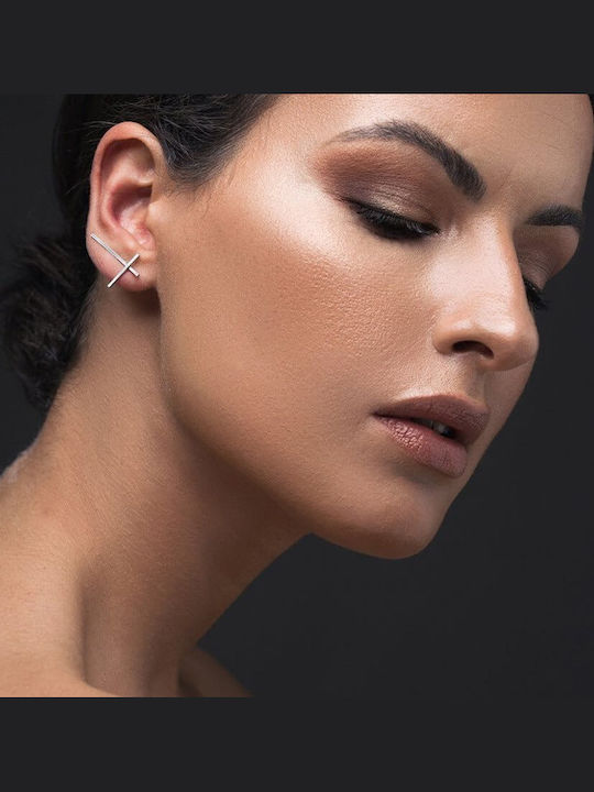 Handmade Rose Gold Plated Silver 925 Cross Pins Earrings