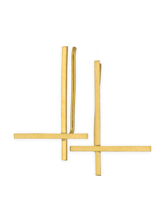 Handmade Rose Gold Plated Silver 925 Cross Pins Earrings