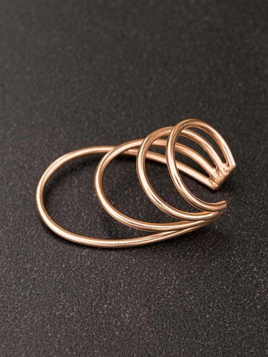 Ohrring Manschette Vier Ringe Handgefertigt Rosa Vergoldetes Silber 925