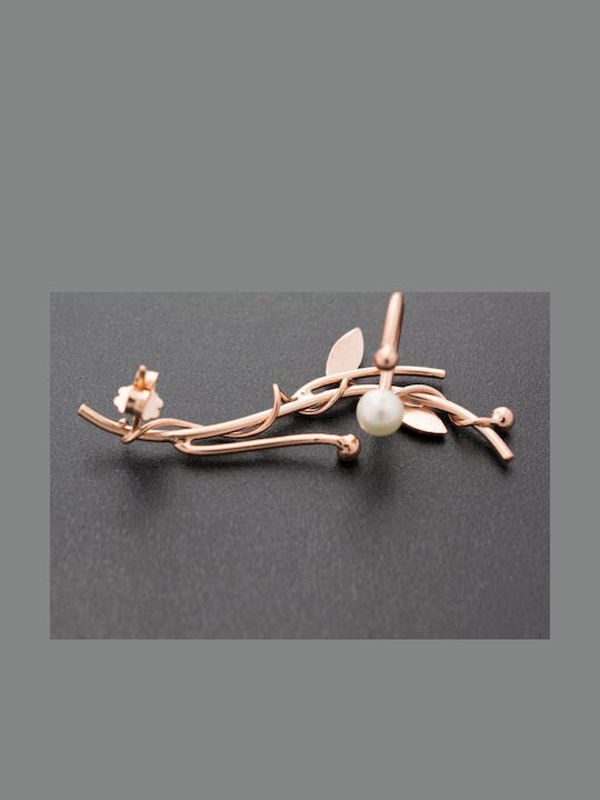 Ohrring Ear Cuff Astsäge Perle Links Handgefertigt Vergoldetes Silber 925