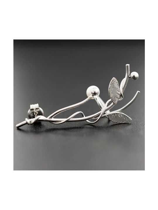 Ohrring Ear Cuff Astsäge Perle Links Handgefertigt Vergoldetes Silber 925