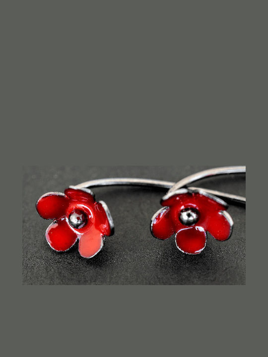 Ohrringe Stecknadelverschluss Blumen Stängel Handgefertigt Vergoldetes Silber 925
