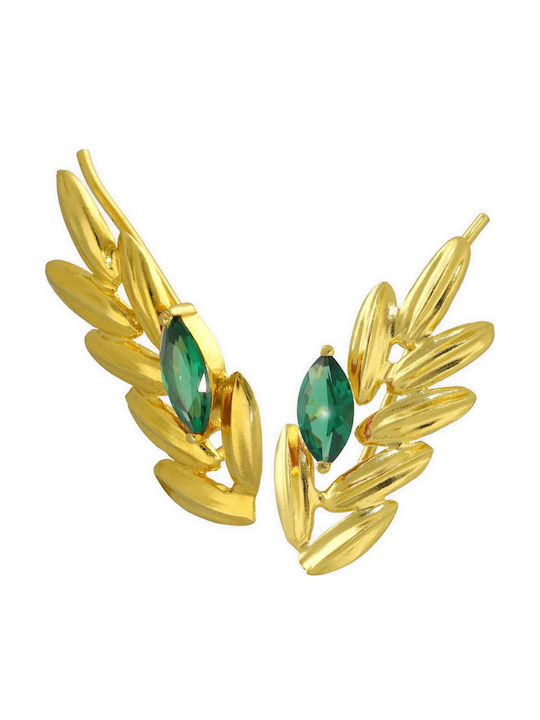Earrings Pins Wheat Zircon Ruby Stone Handmade Gold Plated Silver 925