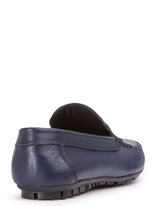 Leather Men's Moccasins in Blue Colour