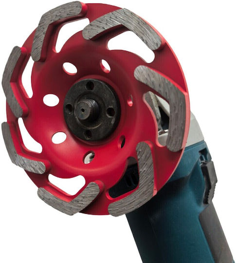 Disc Diamantat Pentru Șlefuirea Betonului Zola 125 Mm 7 Segmente 6 Mm P60 12.200 Rpm Arbore Universal 22,2 Mm Roșu