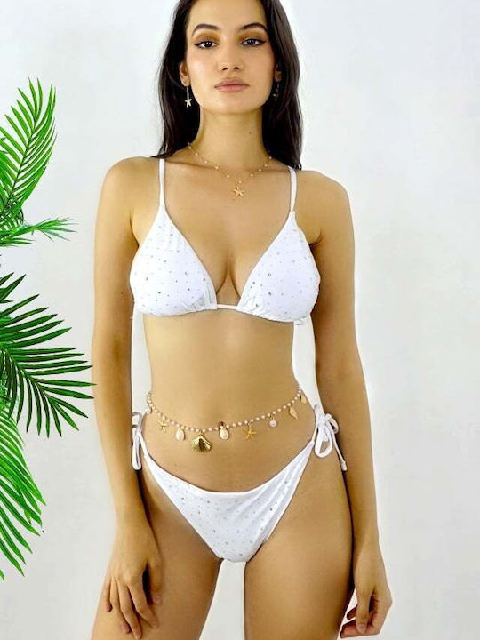 Set Bikini Triunghi Cu Burete Detașabil Alb