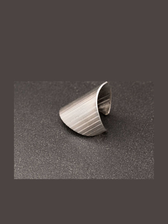 Σκουλαρίκι Ear Cuff Ραβδώσεις Μεγάλο Χειροποίητο Ασήμι 925