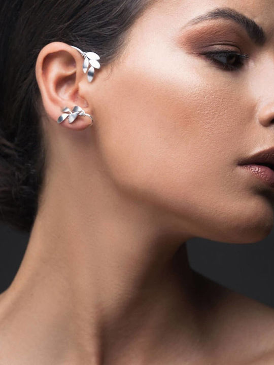 Σκουλαρίκι Ear Cuff Φύλλα Ελιάς Κρυφό Αριστερό Αυτί Χειροποίητο Ασήμι 925