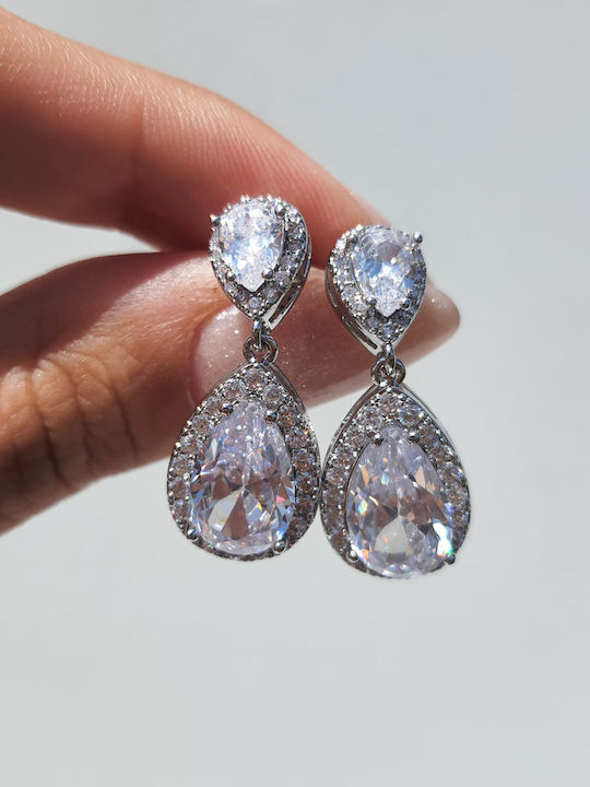 Dangle Earrings with Clip with Stones