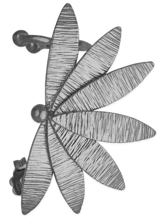 Ohrring Manschette Margarete Rechts Ohr Handgefertigt Schwarzes Silber 925