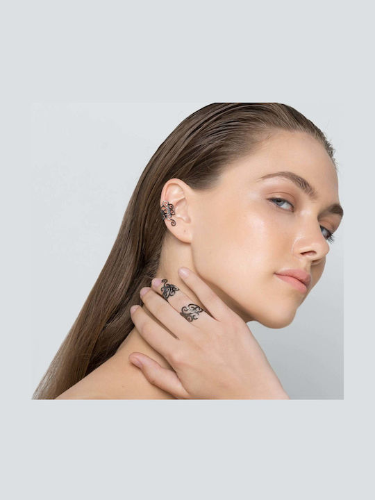 Ohrring Ear Cuff Spiralen Linkes Ohr Handgefertigt Rosa Vergoldetes Silber 925