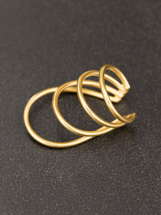 Обица Ear Cuff Четири Пръстена Ръчно Изработена Позлатена Сребърна 925