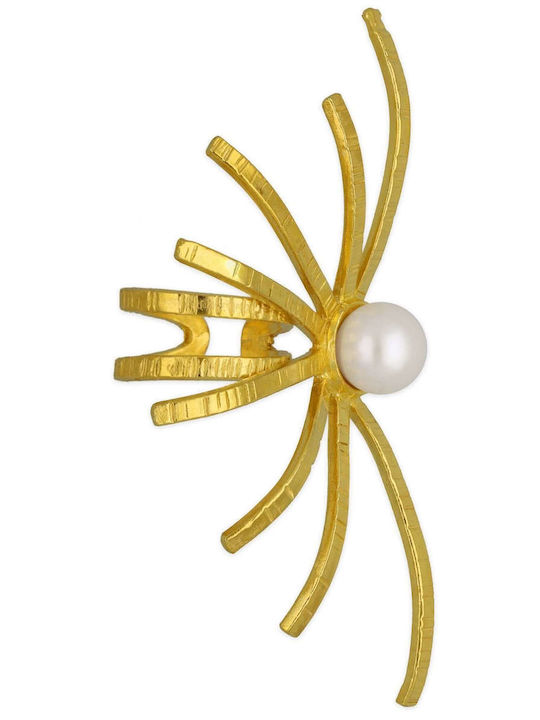 Cercei Ear Cuff Păianjen Mărgea Neagră Argint 925 Handcrafted