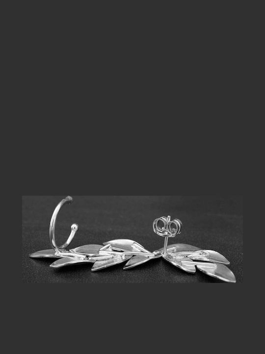 Ohrring Ear Cuff Blätter Olive Groß Links Ohr Handgefertigt Vergoldetes Silber 925