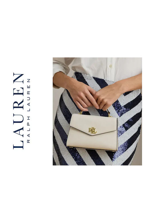 Lauren Δερμάτινη Γυναικεία Τσάντα Χιαστί Λευκή