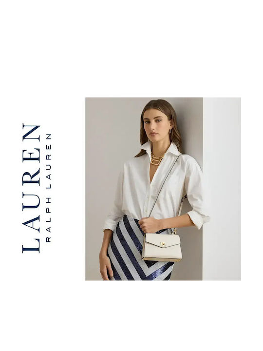 Lauren Δερμάτινη Γυναικεία Τσάντα Χιαστί Λευκή