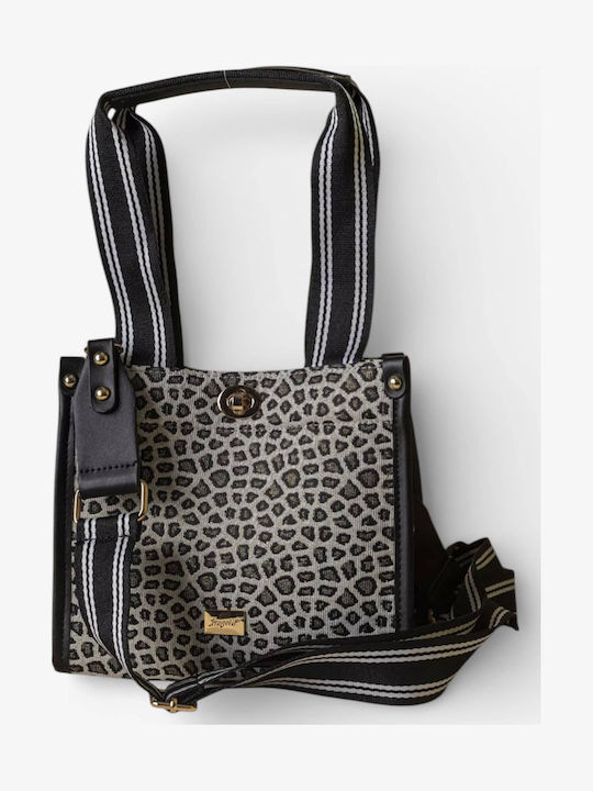 Damen Stoff Tote Handtasche Grau