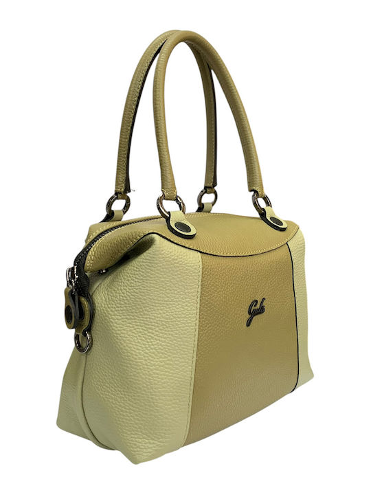 Leather Women's Shopper Shoulder Bag Khaki/Aloe