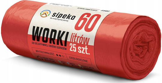 Sipeko Sacuri De Gunoi Capacitate 60lt 72x60cm 25 Bucăți Roșii