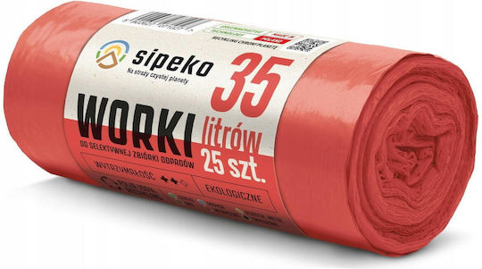 Sipeko Σακούλες Απορριμάτων Χωρητικότητας 35lt 60x50cm 25τμχ Κόκκινες