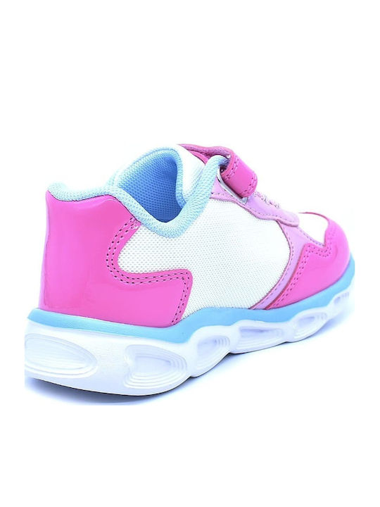Kids Sneakers with Hook & Loop Closure & Lights Fuchsia