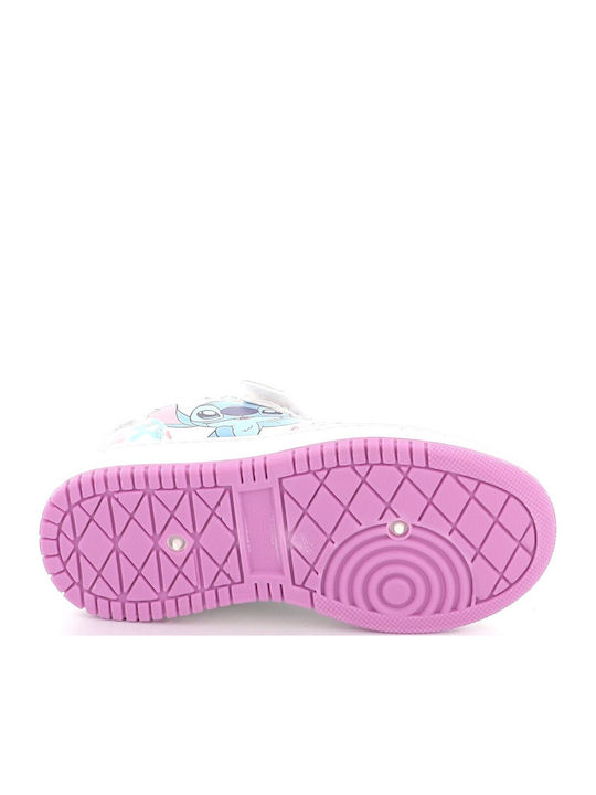 Stitch Stitch Kids Sneakers with Hoop & Loop Closure White