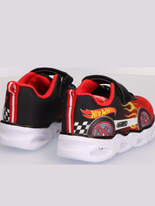 Hot Wheels Kids Sneakers with Hoop & Loop Closure and Red Lights